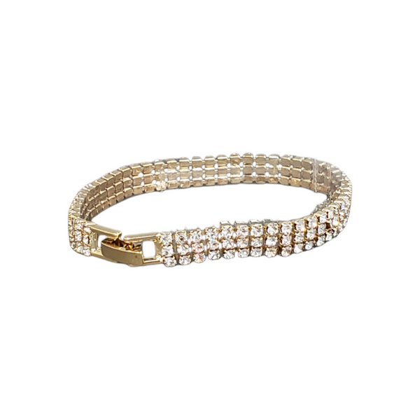 3-Row Rhinestone Clasp Bracelet