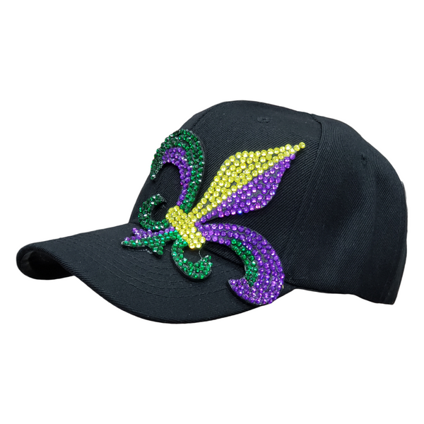 Mardi Gras Fleur-de-lis Baseball Cap w/ Adjustable Velcro