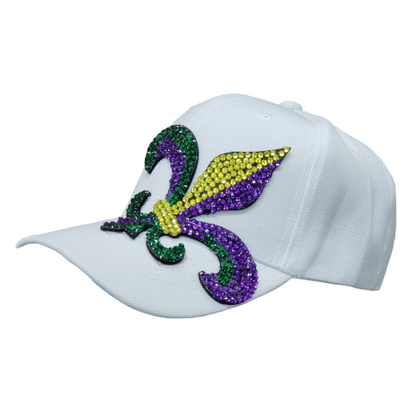 Mardi Gras Fleur-de-lis Baseball Cap w/ Adjustable Velcro