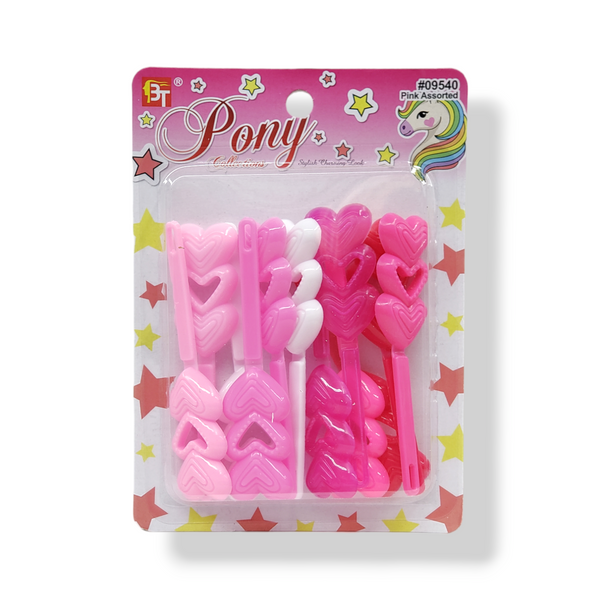 BT Pony Collections Hair Barrettes (3-Heart Design)