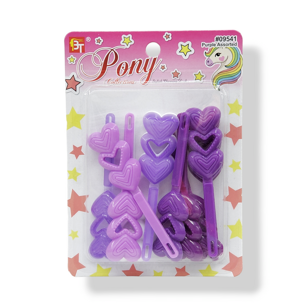 BT Pony Collections Hair Barrettes (3-Heart Design)