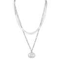 Link & Herringbone Double Chain w/ Interlocking Loop Charm