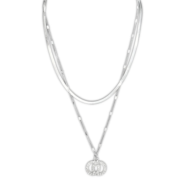 Link & Herringbone Double Chain w/ Interlocking Loop Charm