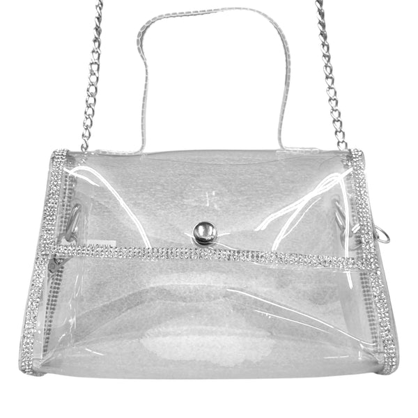 Bebe Fashion Bling Clear Crossbody Purse