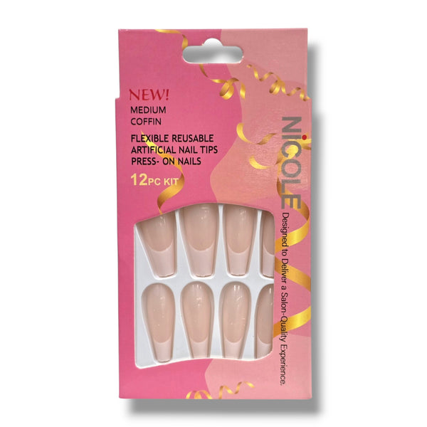 Nicole Medium Coffin Press-On Artificial Nail Tips (12 pcs)