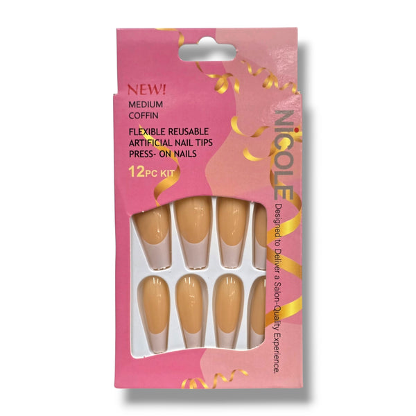 Nicole Medium Coffin Press-On Artificial Nail Tips (12 pcs)