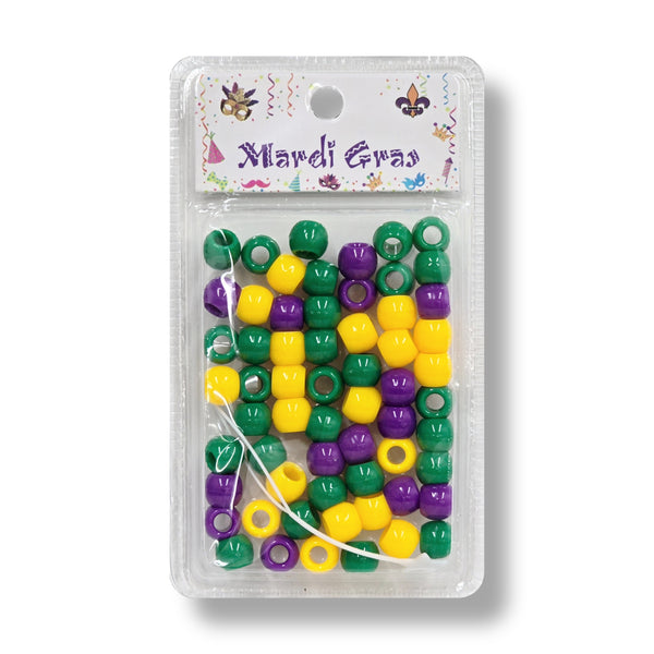 Jackie Large Round Mardi Gras Color Beads (Small Pack)