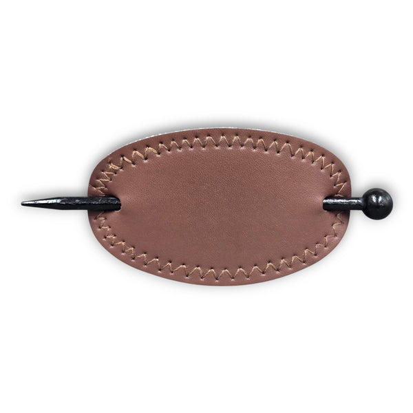 Pastel Collection Faux Leather Barrette w/ Wooden Stick Pin