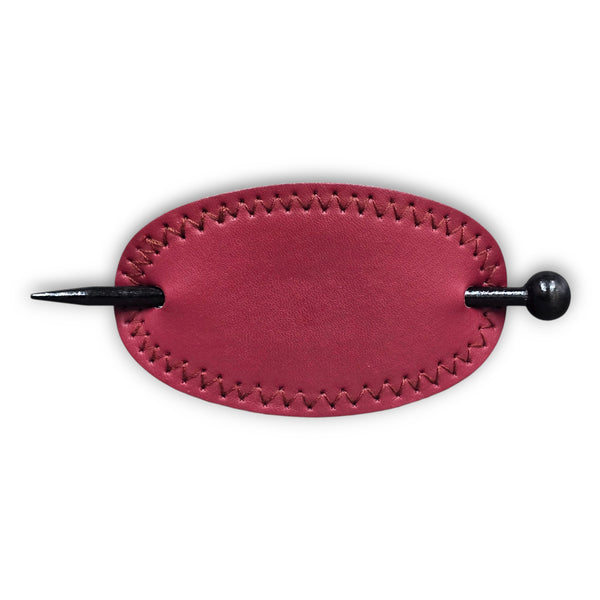 Pastel Collection Faux Leather Barrette w/ Wooden Stick Pin
