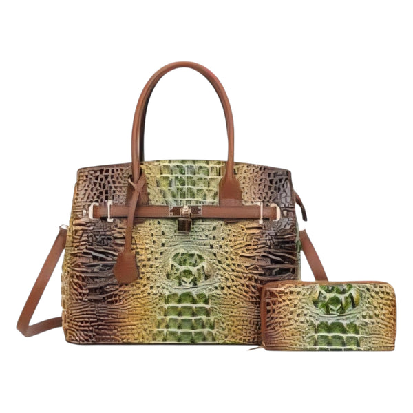 2-in-1 Gator Tie-Dye Satchel & Wallet Set