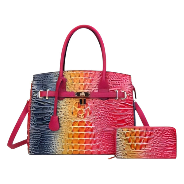 2-in-1 Gator Tie-Dye Satchel & Wallet Set