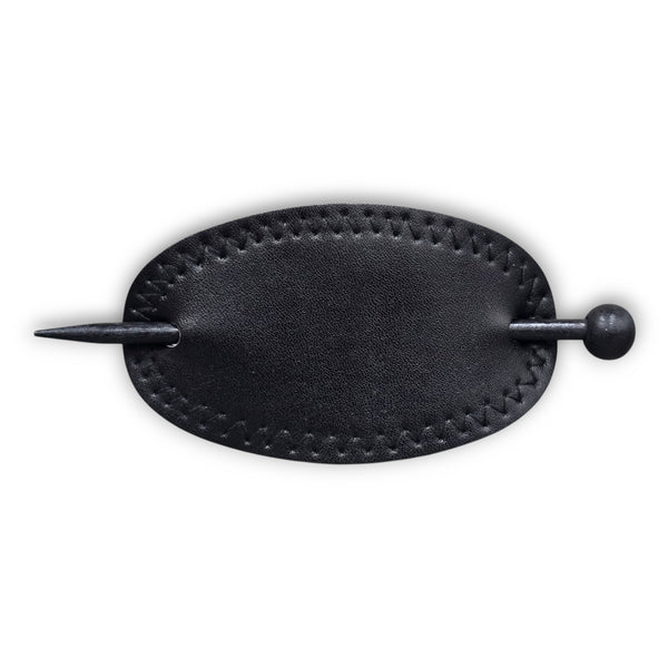 Pastel Collection Faux Leather Barrette w/ Wooden Stick Pin
