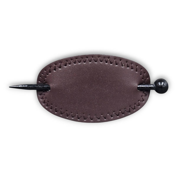 Pastel Collection Faux Leather Barrette w/ Wooden Stick Pin