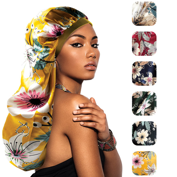 BT XTRA LONG SINGLE LAYER SILKY BONNET CAP (ASSORTED #3) - Han's Beauty Supply