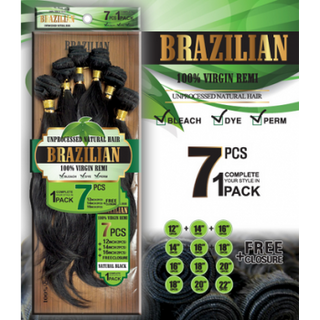 7PCS BRAZILIAN 100% VIRGIN REMI w/ CLOSURE (Body Wave) - Han's Beauty Supply