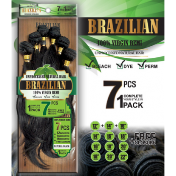 7PCS BRAZILIAN 100% VIRGIN REMI w/ CLOSURE (Body Wave) - Han's Beauty Supply