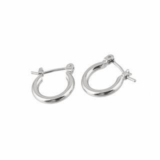 SEOUL STONE RHODIUM PLATED HOOP EARRINGS (SILVER) - Han's Beauty Supply