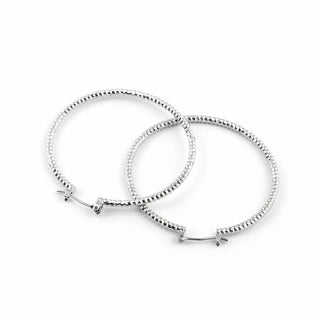 SEOUL STONE RHODIUM PLATED HOOP EARRINGS (SILVER) - Han's Beauty Supply