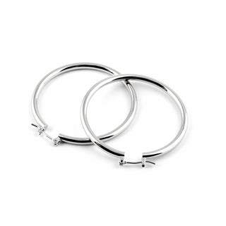 SEOUL STONE RHODIUM PLATED HOOP EARRINGS (SILVER) - Han's Beauty Supply