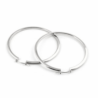 SEOUL STONE RHODIUM PLATED HOOP EARRINGS (SILVER) - Han's Beauty Supply