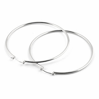 SEOUL STONE RHODIUM PLATED HOOP EARRINGS (SILVER) - Han's Beauty Supply