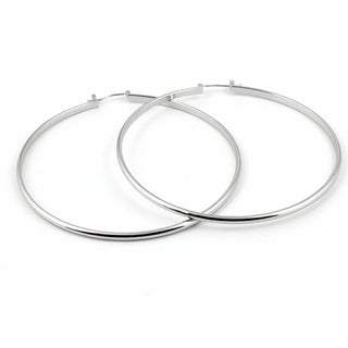 SEOUL STONE RHODIUM PLATED HOOP EARRINGS (SILVER) - Han's Beauty Supply