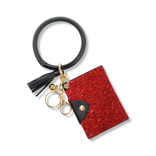 WRISTLET KEYCHAIN w/ RHINESTONE ID HOLDER & TASSEL - Han's Beauty Supply