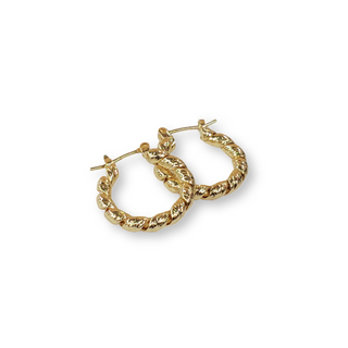 SEOUL STONE RHODIUM PLATED HOOP EARRINGS (GOLD) - Han's Beauty Supply