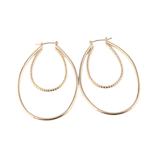 SEOUL STONE RHODIUM PLATED HOOP EARRINGS (GOLD) - Han's Beauty Supply