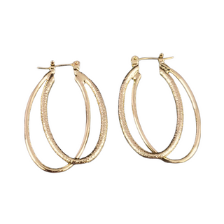 SEOUL STONE RHODIUM PLATED HOOP EARRINGS (GOLD) - Han's Beauty Supply