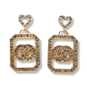 HEART & LOOP RHINESTONE EARRINGS - Han's Beauty Supply