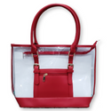 BEBE FASHION TOTE BAG w/ FRONT POCKET (CLEAR) - Han's Beauty Supply