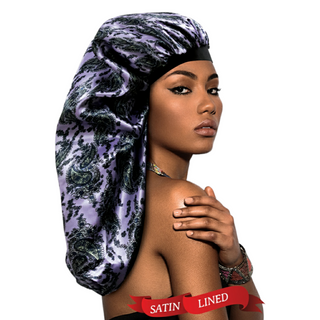 BT XTRA LONG SILKY DESIGNED BONNET CAP (PAISLEY) - Han's Beauty Supply