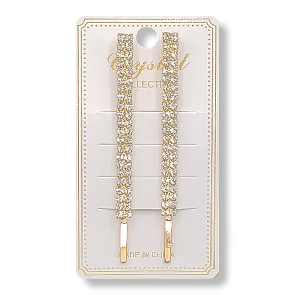 LINEAR DOUBLE-ROW RHINESTONE BOBBY PINS (2-PACK) - Han's Beauty Supply