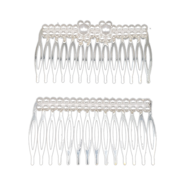 BLOSSOM HAIR COMB w/ PEARLS (2-PACK) - Han's Beauty Supply