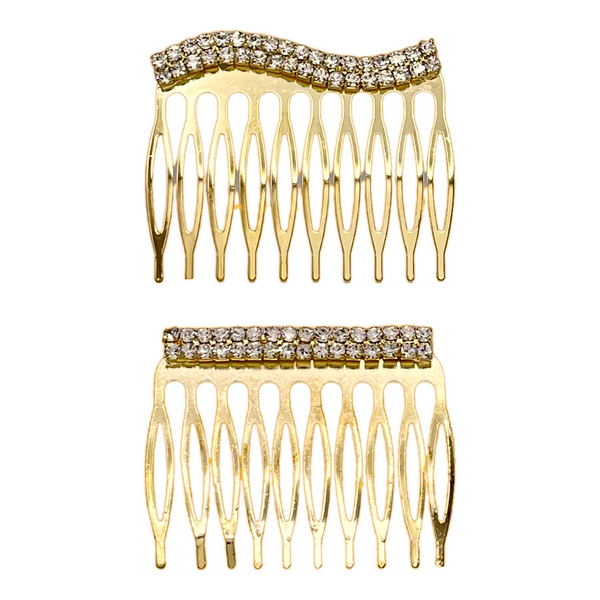 DOUBLE-ROW RHINESTONE HAIR COMBS (2-PACK) - Han's Beauty Supply