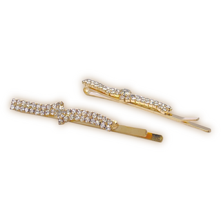 S-CURVE RHINESTONE BOBBY PIN w/ CENTER ACCENT (2-PACK) - Han's Beauty Supply