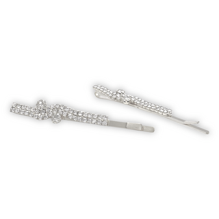 S-CURVE RHINESTONE BOBBY PIN w/ SIDE ACCENT (2-PACK) - Han's Beauty Supply