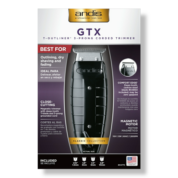 ANDIS GTX T-OUTLINER 3-PRONG CORDED TRIMMER - Han's Beauty Supply