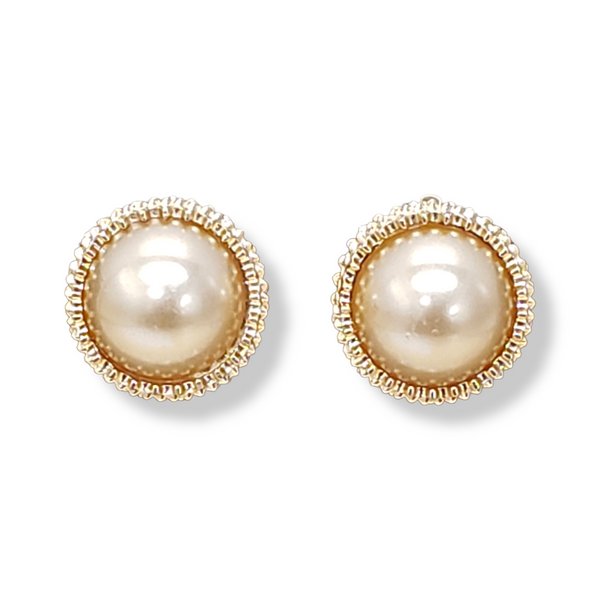 Nicole Clip-On Pearl Crown Earrings (Gold)