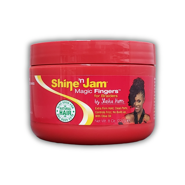 Ampro Shine-n-Jam Magic Fingers Gel for Braids - Provides Firm Hold with Non-Greasy Shine - Strengthens Hair with Silk Proteins - Works on Any Hair