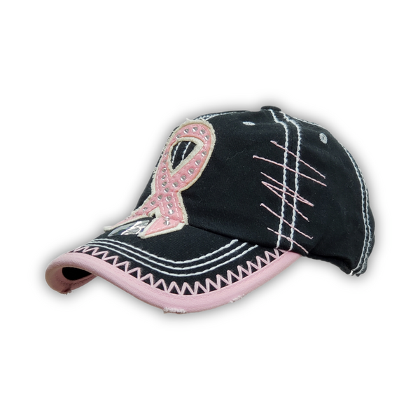 Pit Bull Pink Large Ribbon Baseball Cap