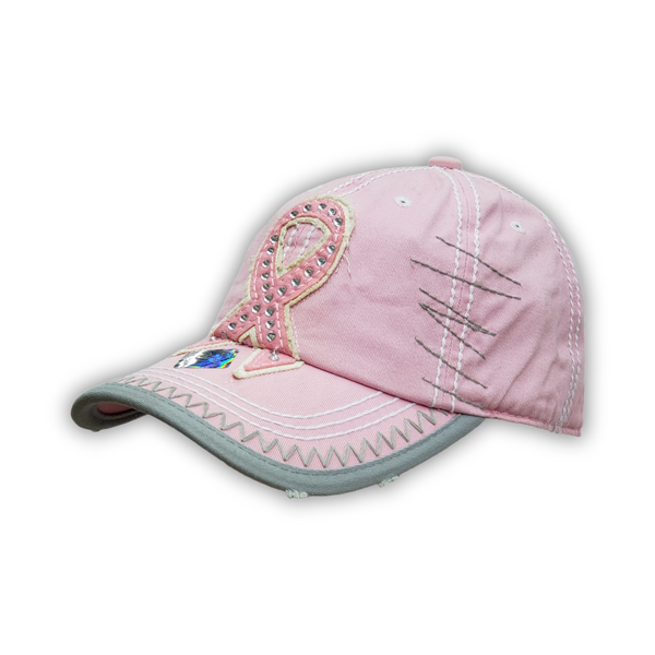 Pit Bull Pink Large Ribbon Baseball Cap