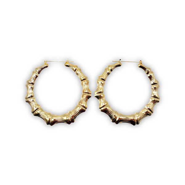 T&T Bamboo Knot Hoop Earrings (70mm)