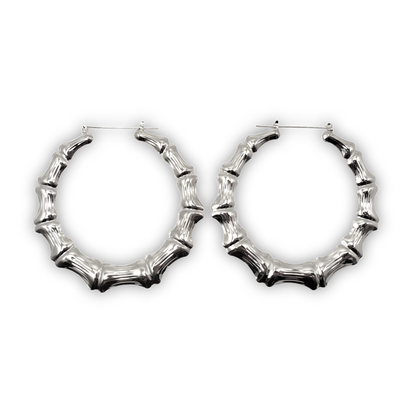 T&T Bamboo Knot Hoop Earrings (85mm)