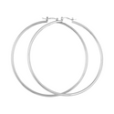 Seoul Stone Rhodium Plated Hoop Earrings (Silver)