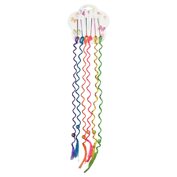 6pc Coily Clip-In Hair Extensions w/ Beads (Assorted Colors)