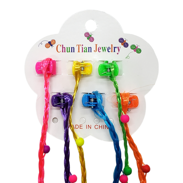 6pc Braided Clip-In Hair Extension w/ Beads (Assorted Colors
