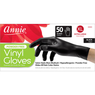 ANNIE POWDER-FREE BLACK VINYL GLOVES (50) - Han's Beauty Supply