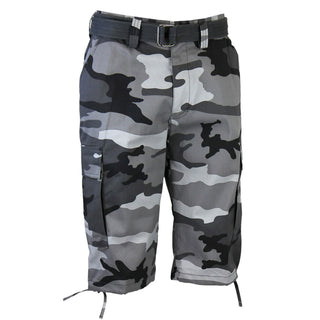 MEN'S CAMOUFLAGE CARGO SHORTS w/ BELT (Color: New City) - Han's Beauty Supply